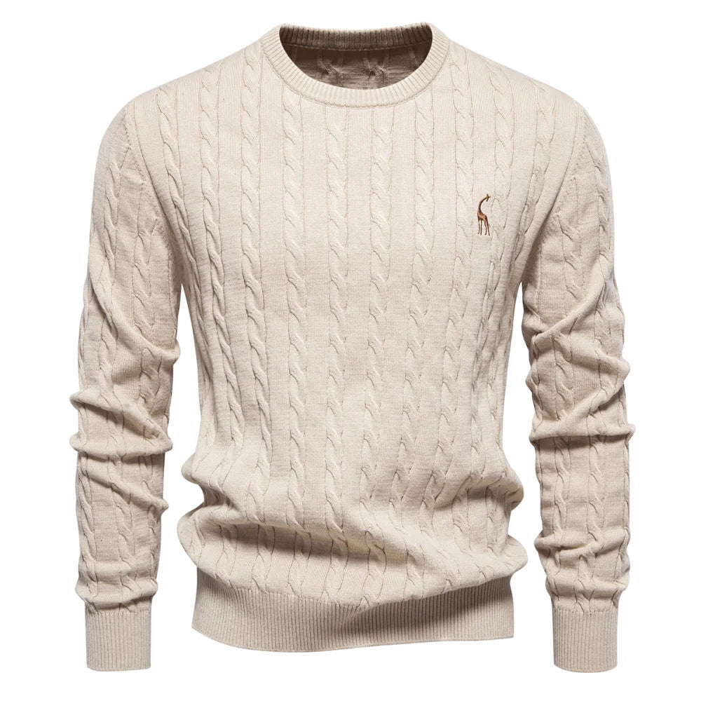 Mathis™|Pull en Tricot avec Broderie Girafe