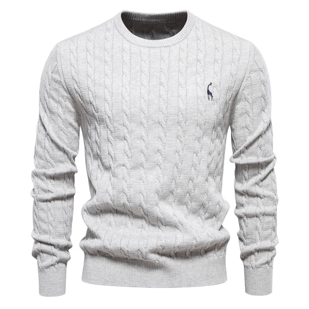 Mathis™|Pull en Tricot avec Broderie Girafe
