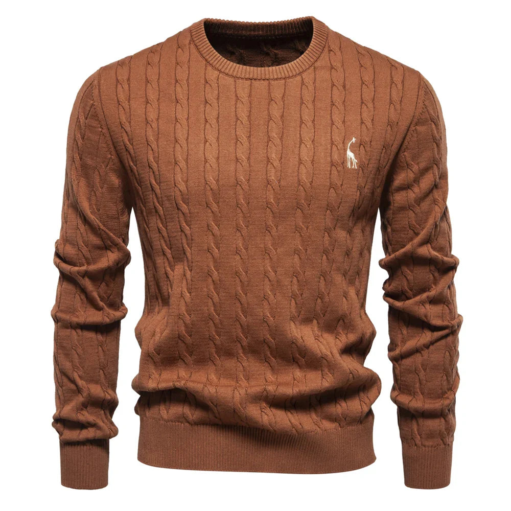 Mathis™|Pull en Tricot avec Broderie Girafe