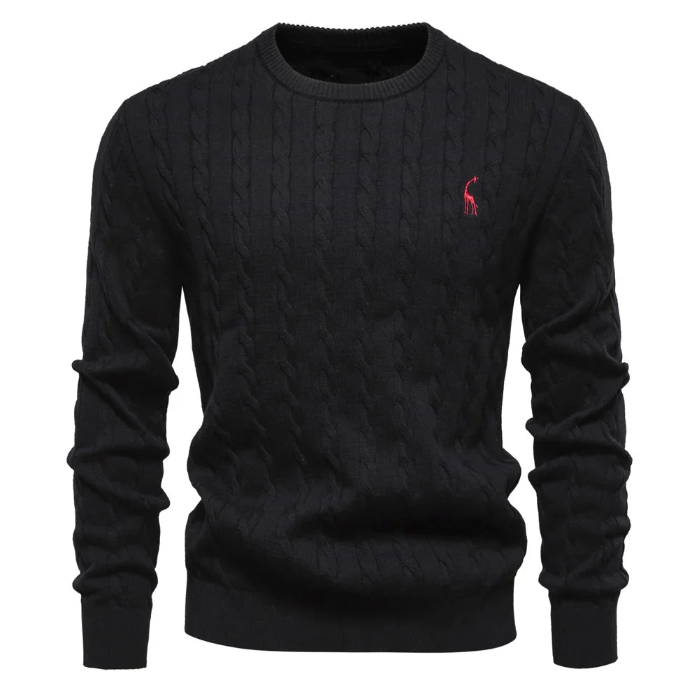 Mathis™|Pull en Tricot avec Broderie Girafe
