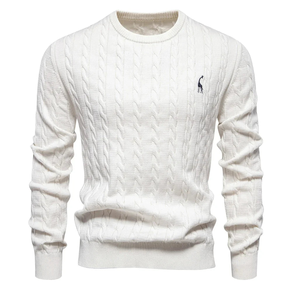 Mathis™|Pull en Tricot avec Broderie Girafe