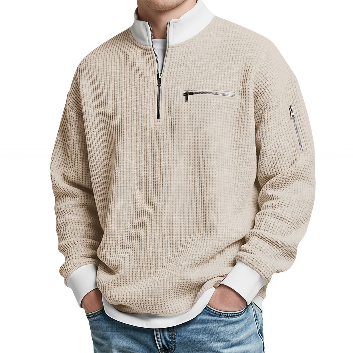 Clément | Pull col zippé gaufré