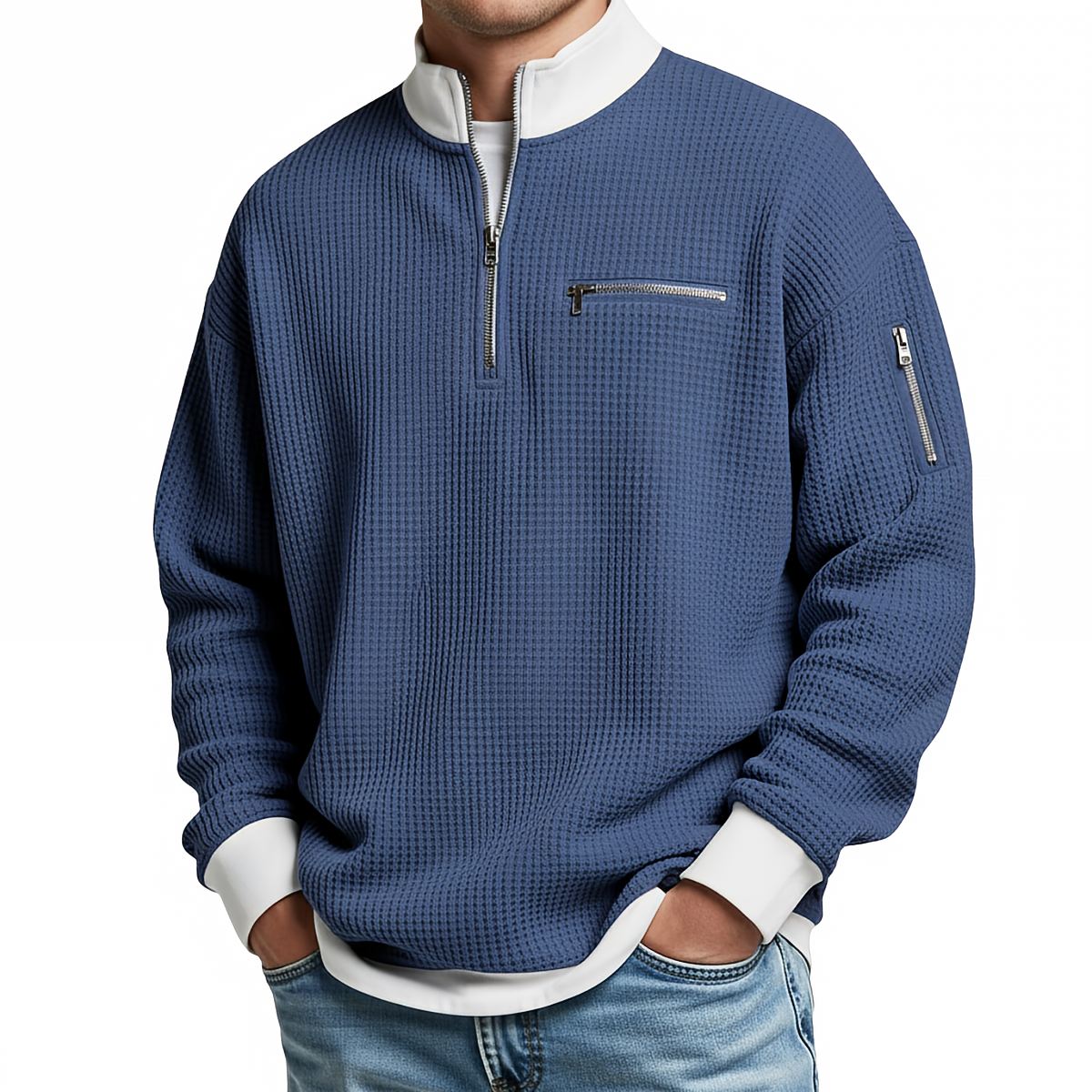 Clément | Pull col zippé gaufré
