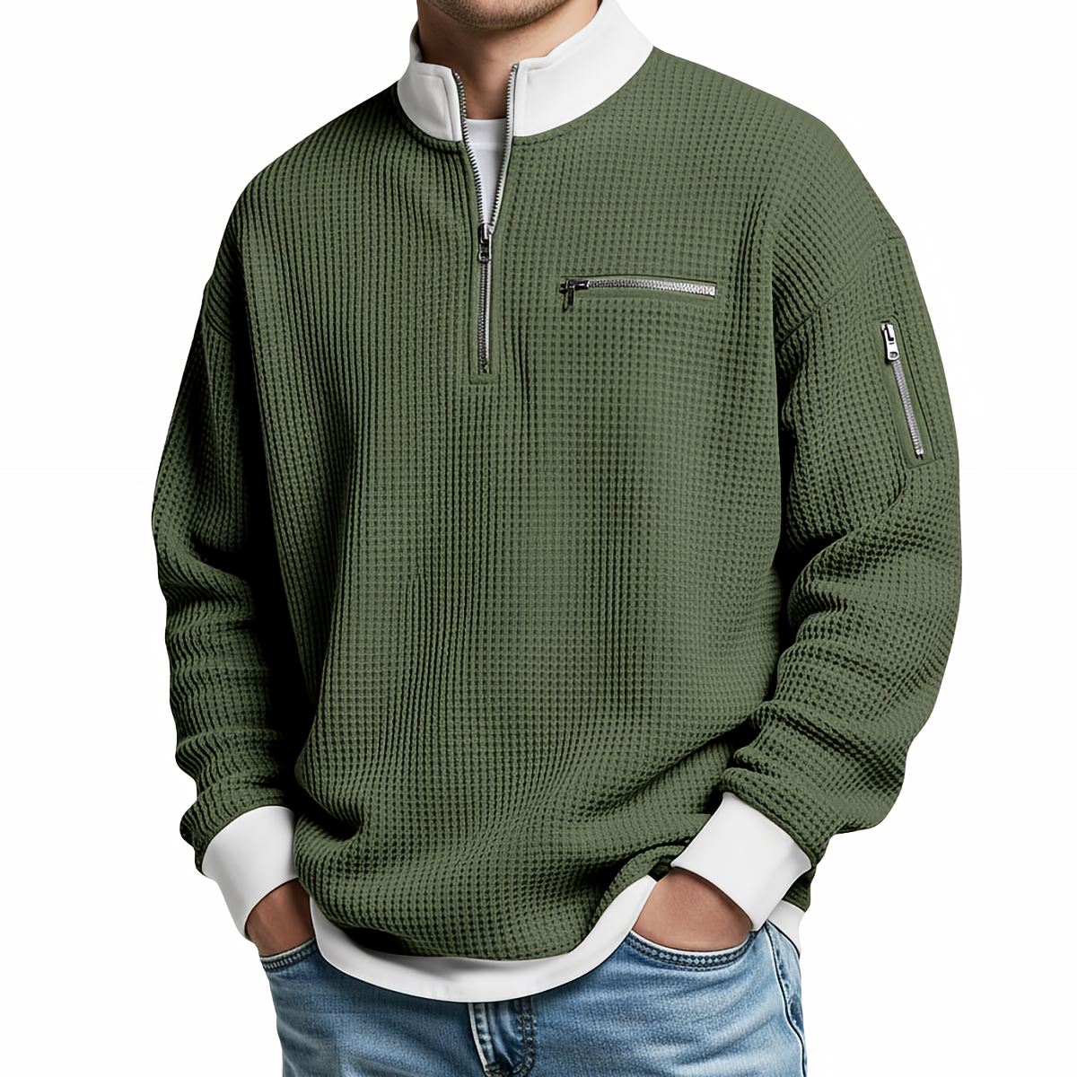 Clément | Pull col zippé gaufré