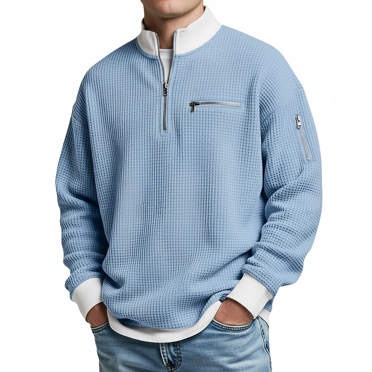 Clément | Pull col zippé gaufré