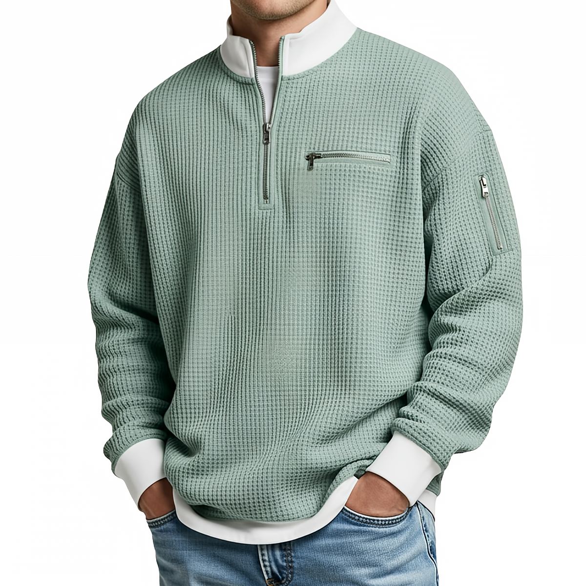 Clément | Pull col zippé gaufré
