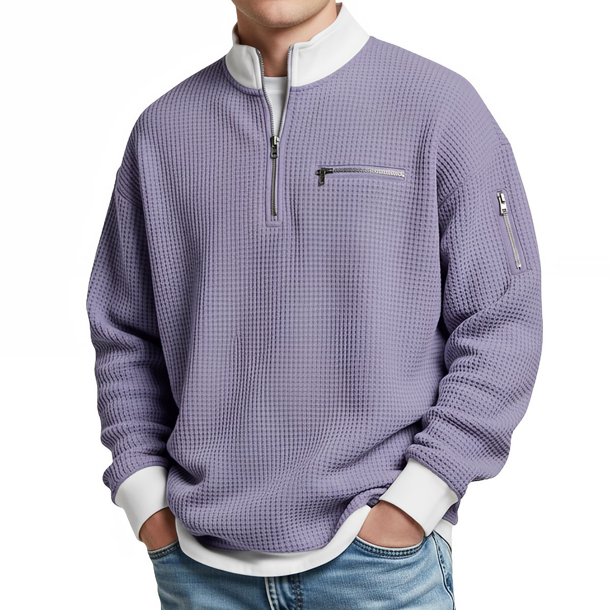 Clément | Pull col zippé gaufré