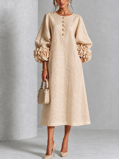 Alix | Robe midi boutons fleuris