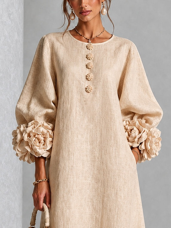 Alix | Robe midi boutons fleuris