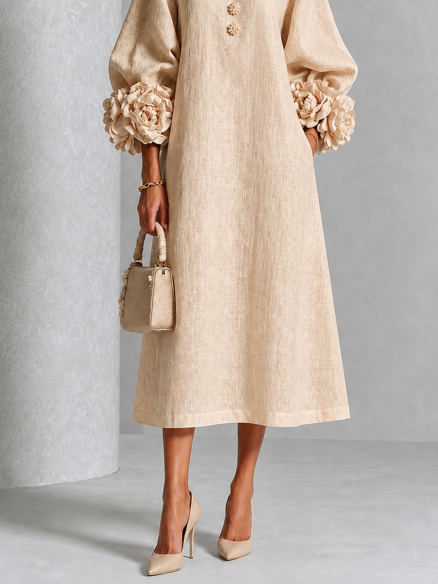 Alix | Robe midi boutons fleuris