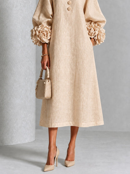 Alix | Robe midi boutons fleuris