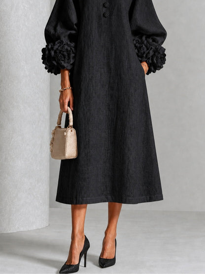Alix | Robe midi boutons fleuris