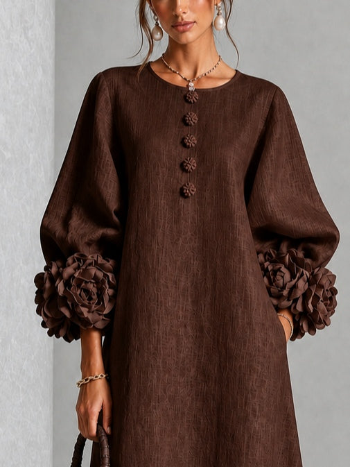 Alix | Robe midi boutons fleuris