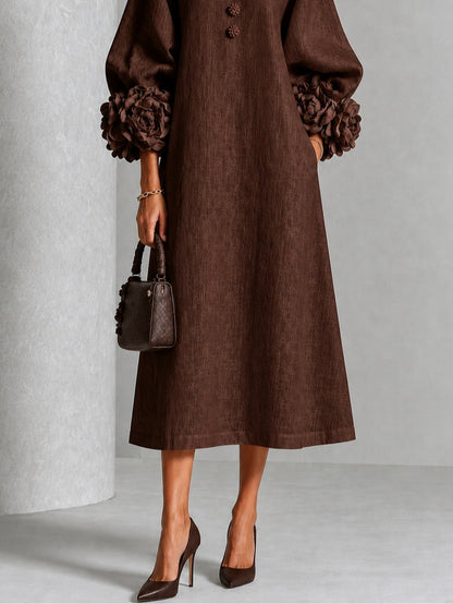 Alix | Robe midi boutons fleuris