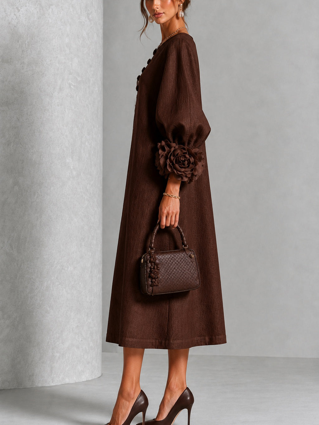 Alix | Robe midi boutons fleuris