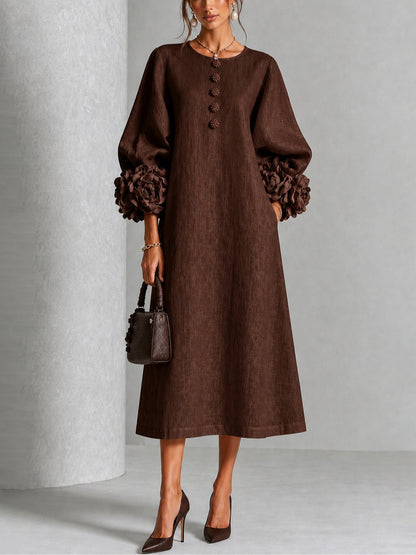 Alix | Robe midi boutons fleuris