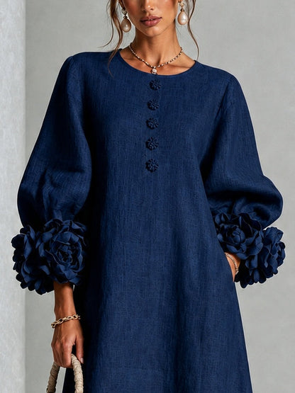 Alix | Robe midi boutons fleuris