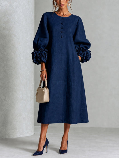 Alix | Robe midi boutons fleuris