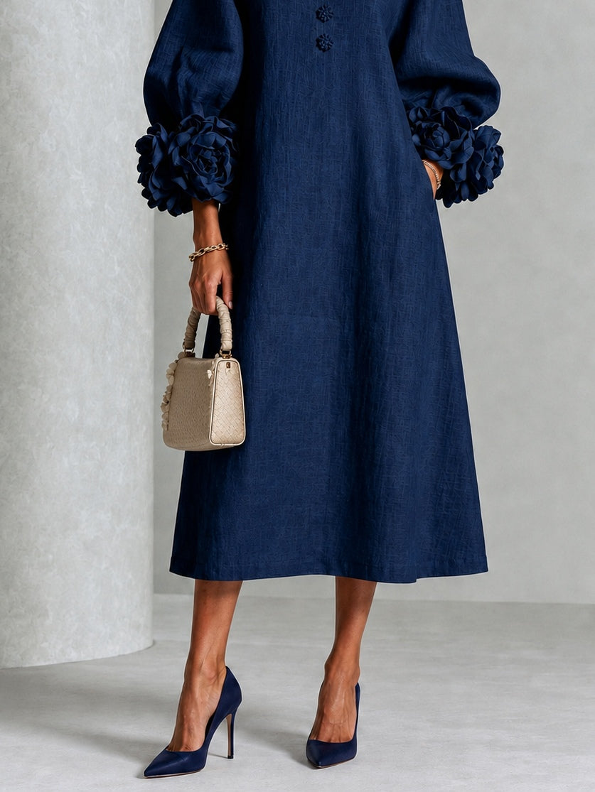 Alix | Robe midi boutons fleuris