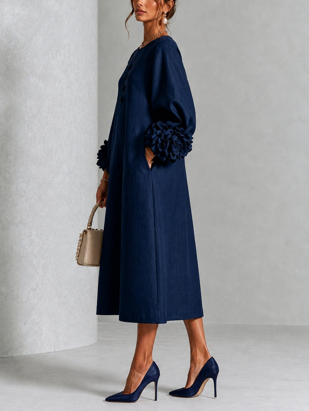 Alix | Robe midi boutons fleuris