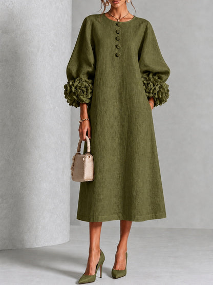 Alix | Robe midi boutons fleuris