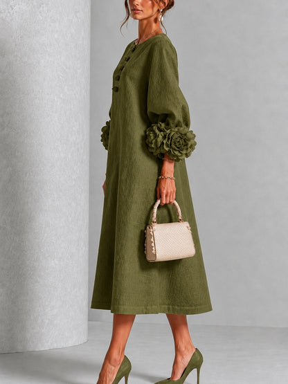 Alix | Robe midi boutons fleuris
