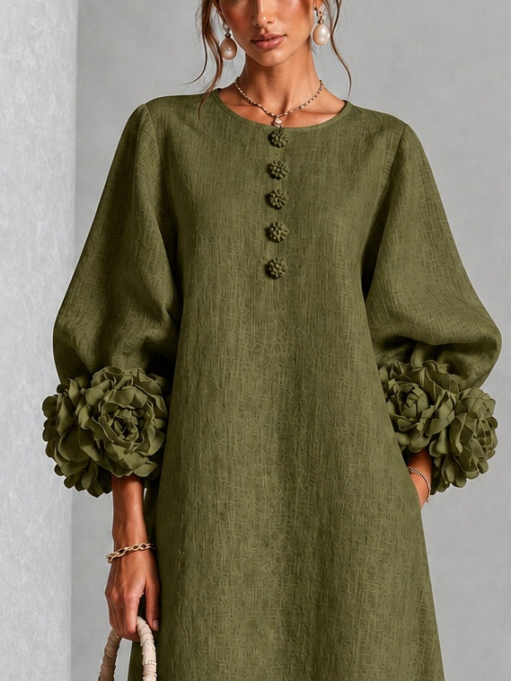 Alix | Robe midi boutons fleuris