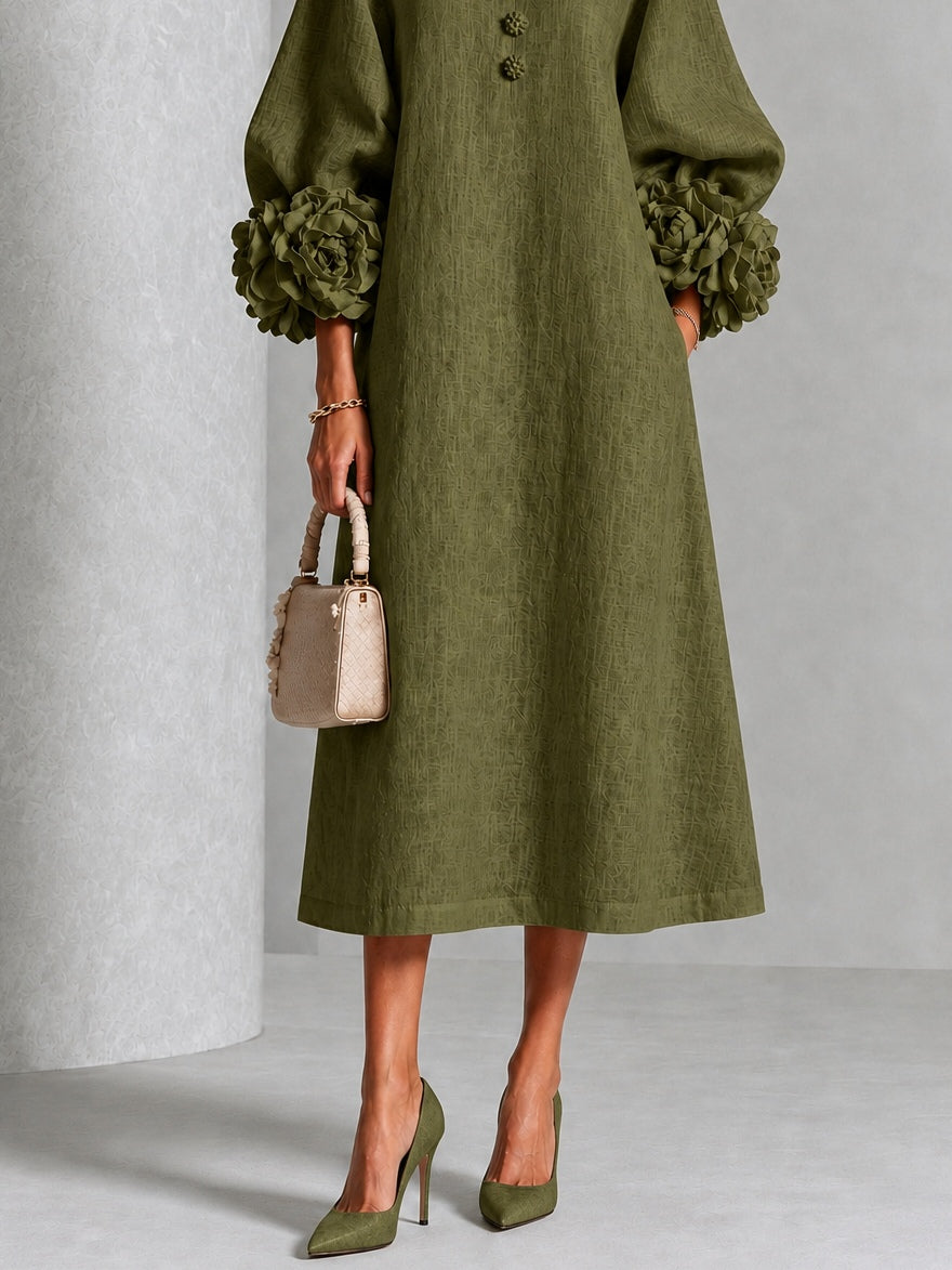 Alix | Robe midi boutons fleuris