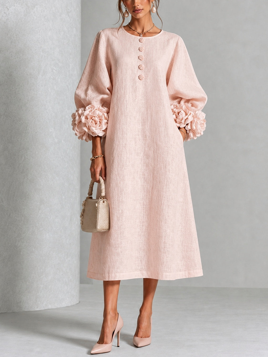 Alix | Robe midi boutons fleuris