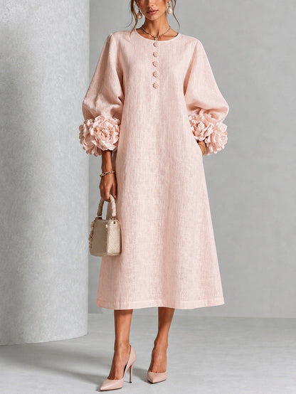 Alix | Robe midi boutons fleuris