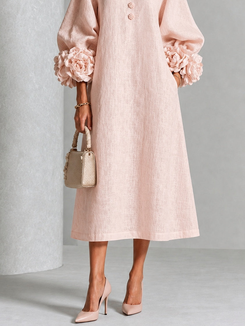 Alix | Robe midi boutons fleuris