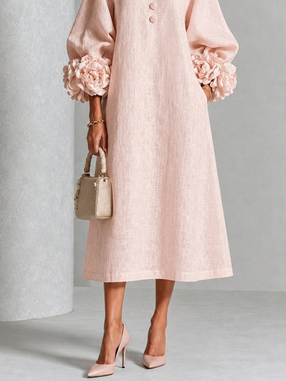Alix | Robe midi boutons fleuris
