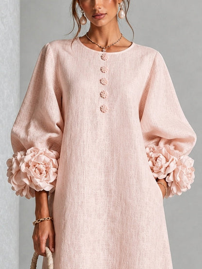Alix | Robe midi boutons fleuris