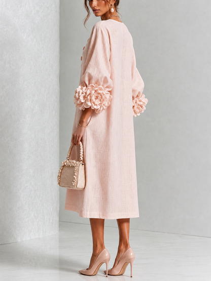 Alix | Robe midi boutons fleuris