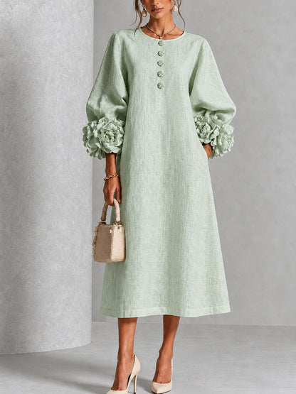 Alix | Robe midi boutons fleuris