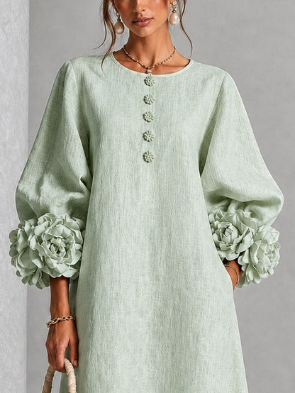 Alix | Robe midi boutons fleuris