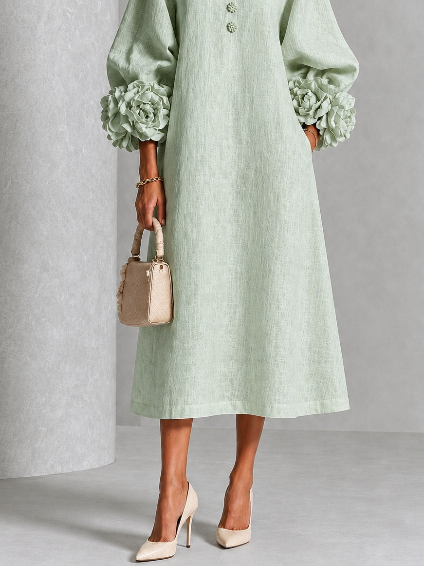Alix | Robe midi boutons fleuris