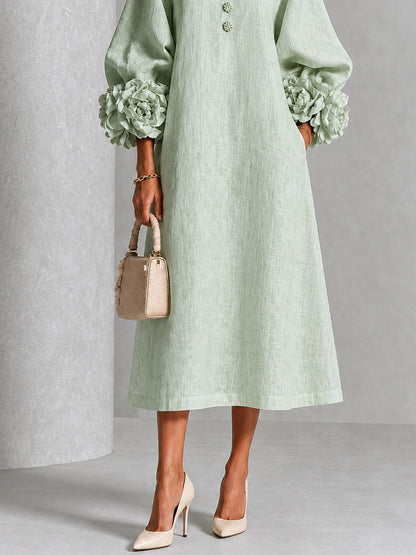 Alix | Robe midi boutons fleuris