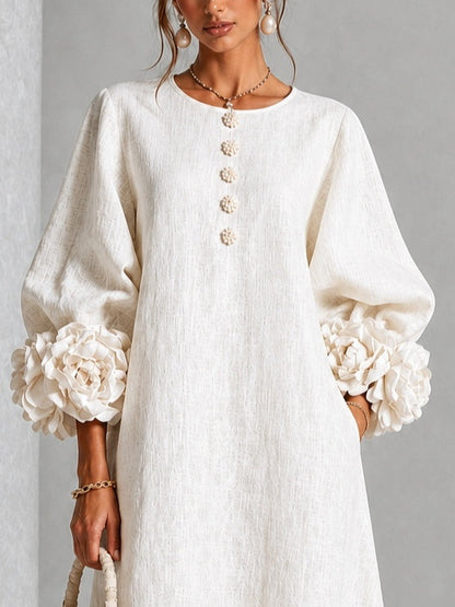 Alix | Robe midi boutons fleuris