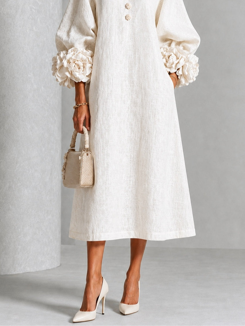 Alix | Robe midi boutons fleuris