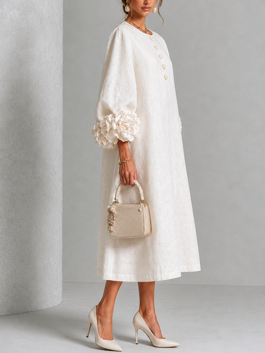 Alix | Robe midi boutons fleuris