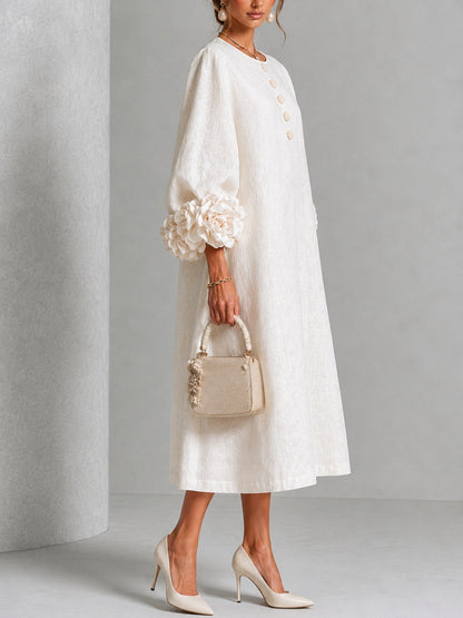 Alix | Robe midi boutons fleuris