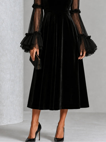 Maud | Robe midi plissée velours