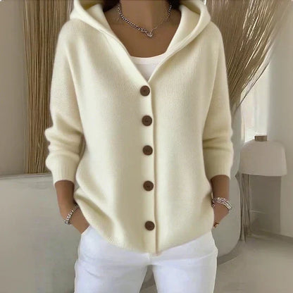 Hélène | Cardigan à capuche boutonné
