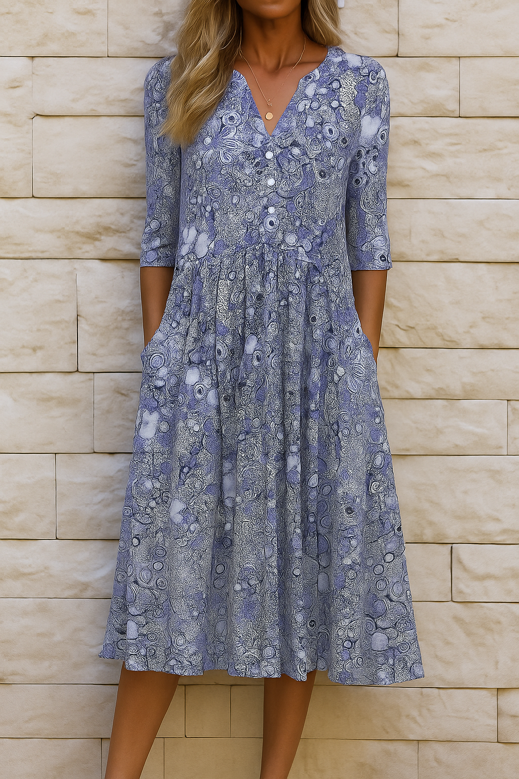 Coralie | Robe midi imprimée col V