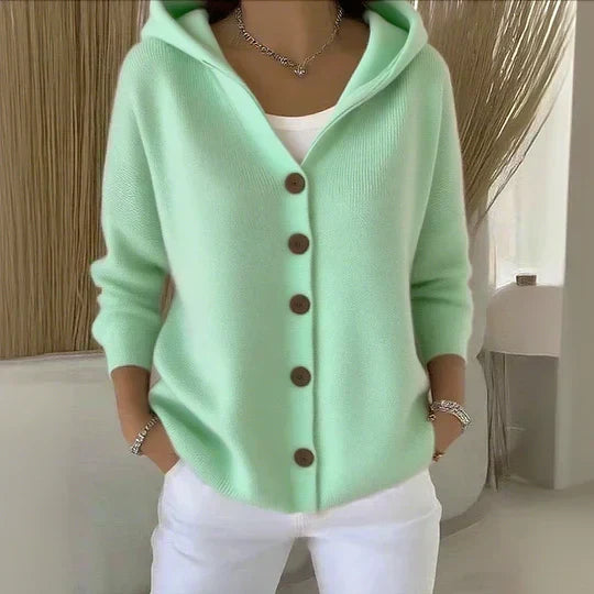 Hélène | Cardigan à capuche boutonné