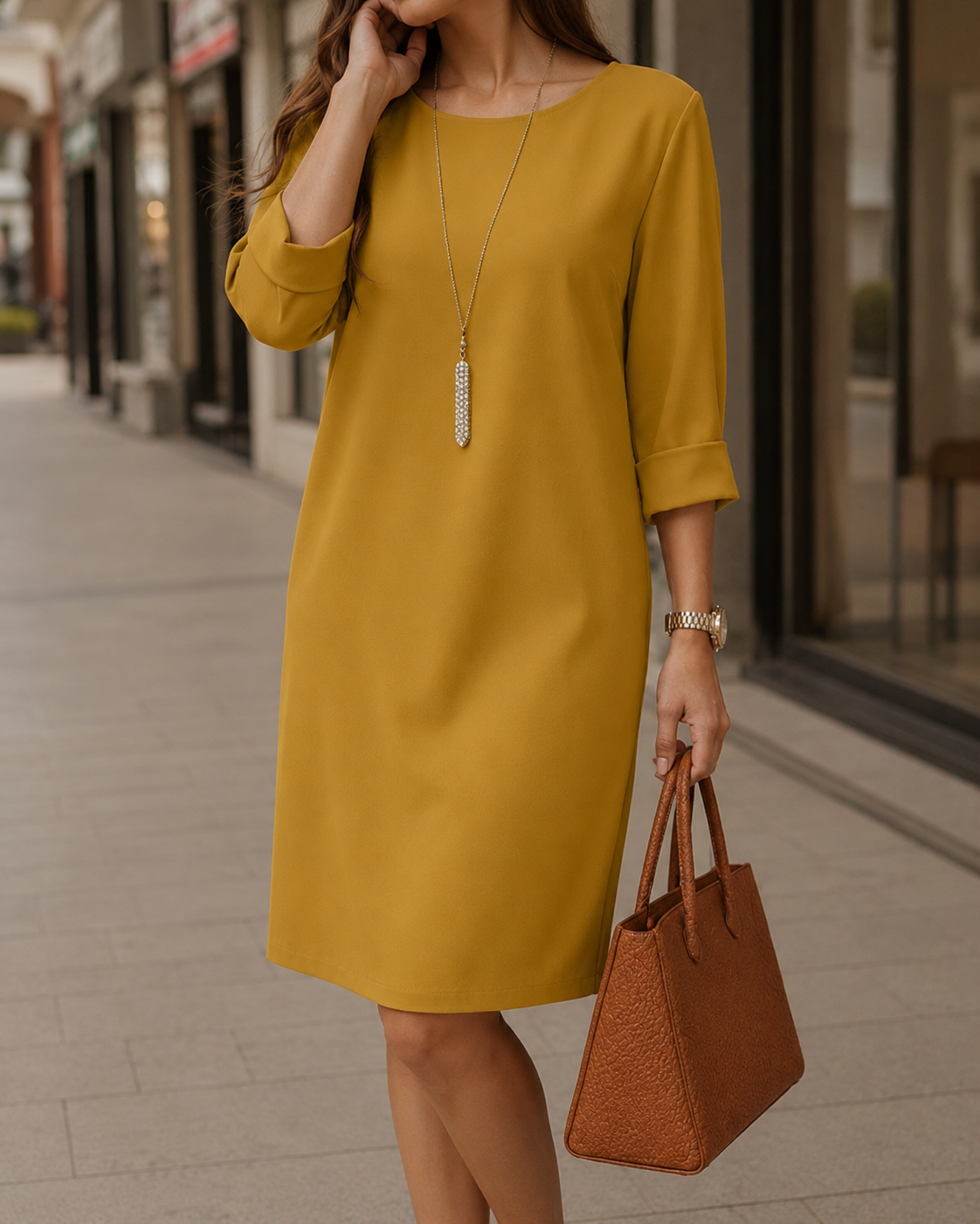 Faustine | Robe midi effet ventre plat