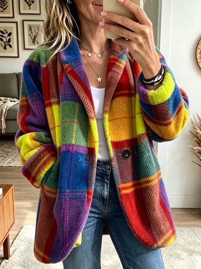 Margaux | Manteau à carreaux colorés