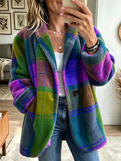 Margaux | Manteau à carreaux colorés