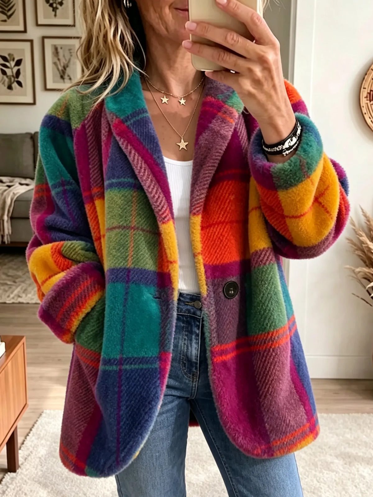 Margaux | Manteau à carreaux colorés